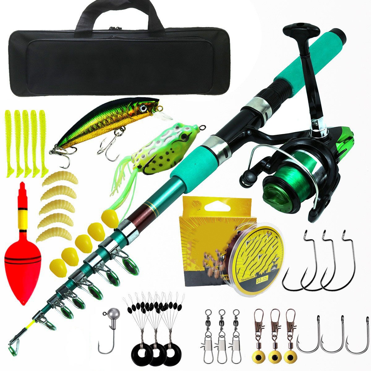 Fishing Rod Combo - Tragbares Ultraleichtes Karpfen-Teleskop-Spinnruten- und Rollen-Set, zusammenklappbare